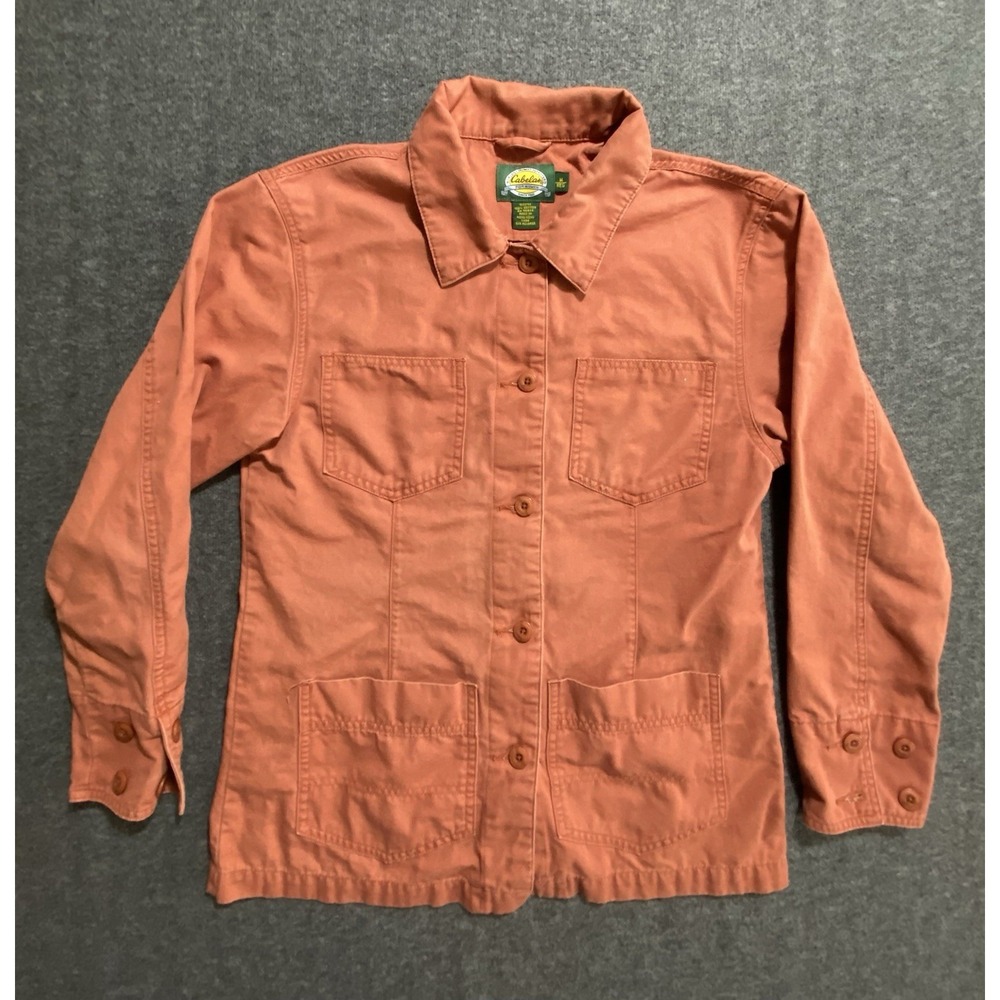 Cabelas Womens Reg Pink/Punch Colored Button Up Jacket Shirt Pockets Size MR